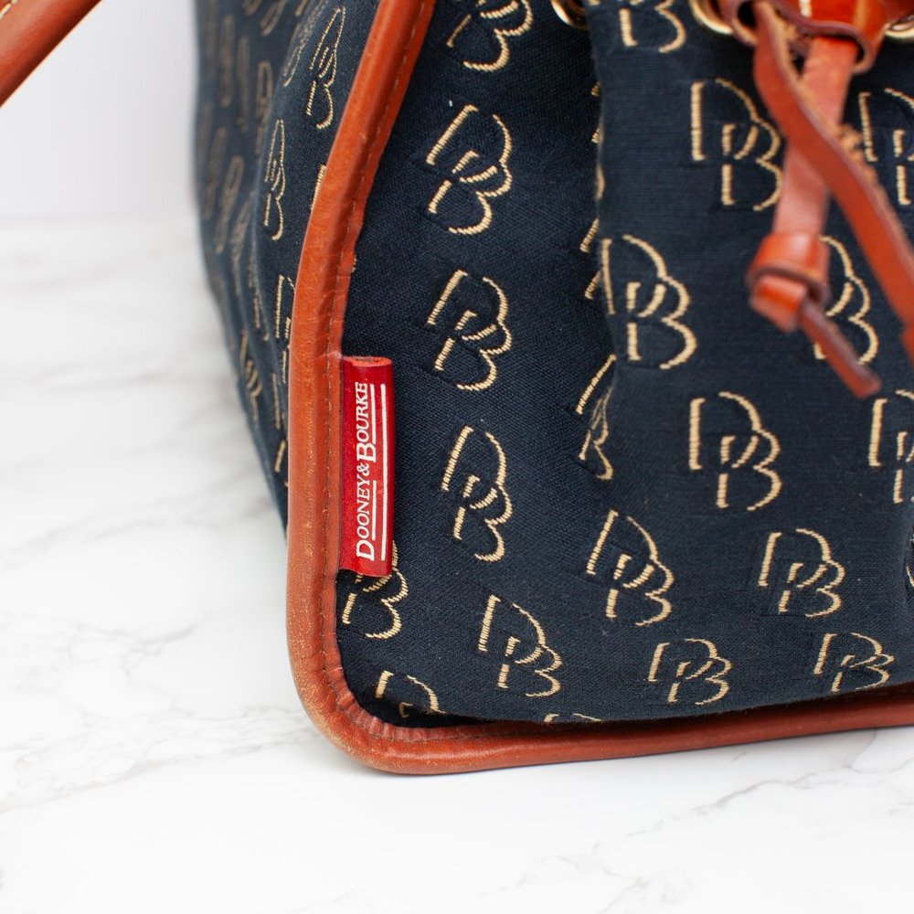 Dooney & Bourke Canvas Black Canvas Signature Logo Tote Bag - Picture 5 of 12